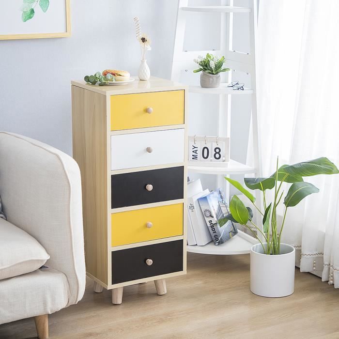 Armoire De Rangement En Bois Avec 5 Tiroirs De Rangement Caisson De Rangement Pour Chambre Et Salon 35 30 85cm Achat Vente Caisson De Bureau Armoire De Rangement En Boi Cdiscount