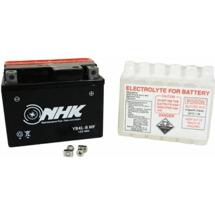 Batterie 12v 4 ah yb4l-b nhk sans entretien livree avec pack acide (lg114xl71xh86) (qualite premium)
