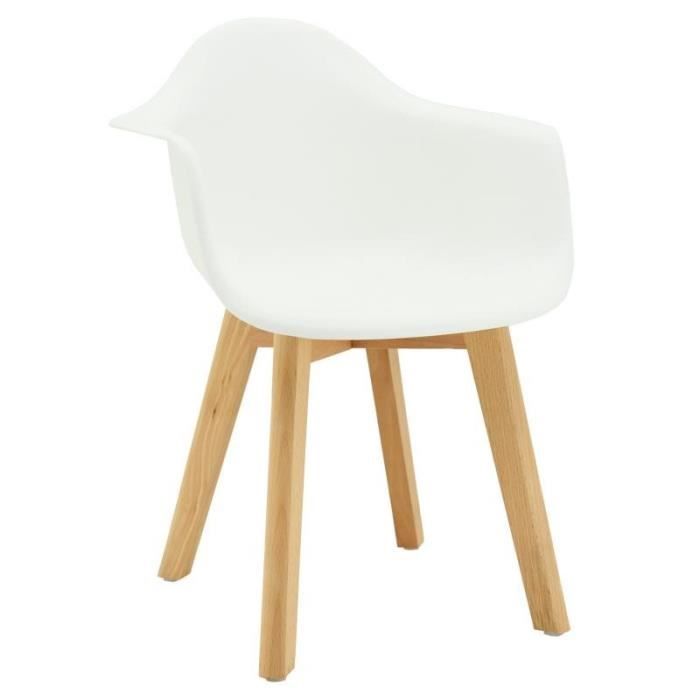 fauteuil enfant scandinave blanc - marque - modèle - pieds en bois - polypro - hêtre