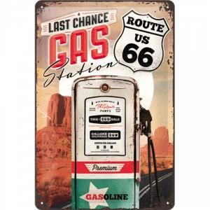 Plaque en métal 20 X 30 cm Route 66 : Gas station (station essence)