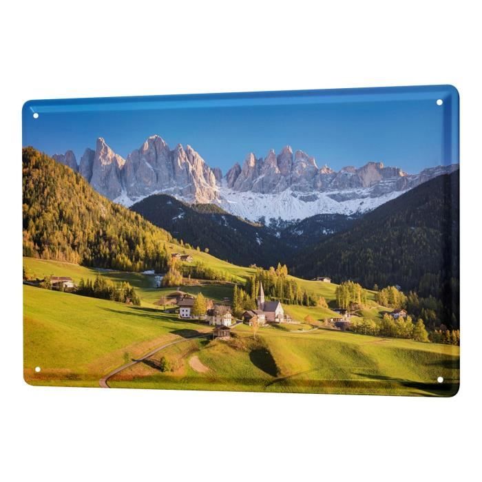 vintage plaque metallique 20x30cm poster en metal mural plaque decorative retro paysage de montagne achat vente plaque de porte cdiscount