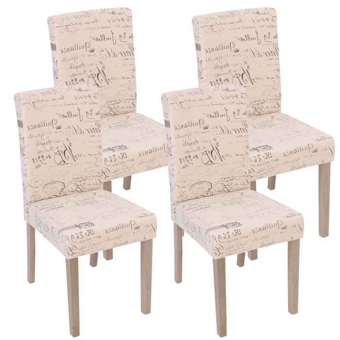 4x Chaise De Sejour Littau Fauteuil Tissu Avec Ecriture Creme Pieds Couleur Chaine Achat Vente Chaise Cdiscount