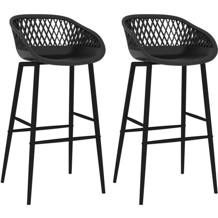mone lot de 2 chaises de bar style contemporain- tabourets de bar fauteuil de bar - noir 34496