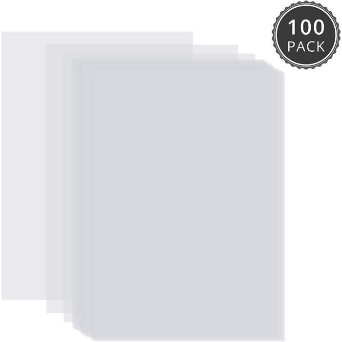 Lot de 100 feuilles de papier vélin transparent - 21,6 x 27,9 cm
