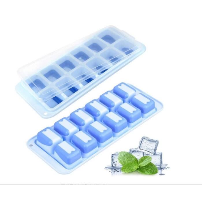 Moules à Glaçons Silicone PEPAXON | Lot De 2 Avec Couvercles | Rose | Pour Lait, Glace, Chocolat
