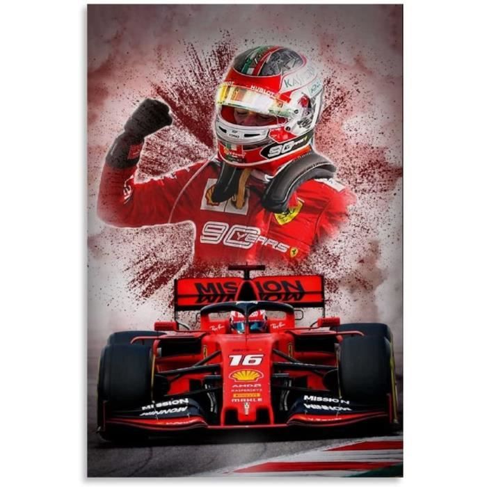 1 Poster de voiture de course Charles Leclerc Formule 1 Toile