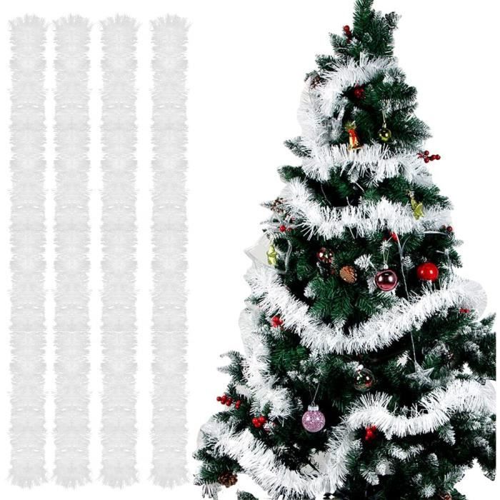 Guirlande Tinsel Pour Sapin De Noël - Lot De 5 Rouleaux De 10 Mètres, Vert Et Blanc