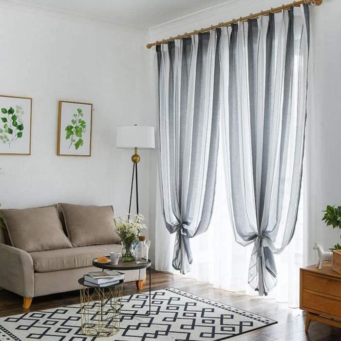 Rideau lin naturel, voilages interieurs- rideaux voilages, adapté aux  fenêtres de salon balcon chambre cuisine qui donnera une amb - Cdiscount  Maison