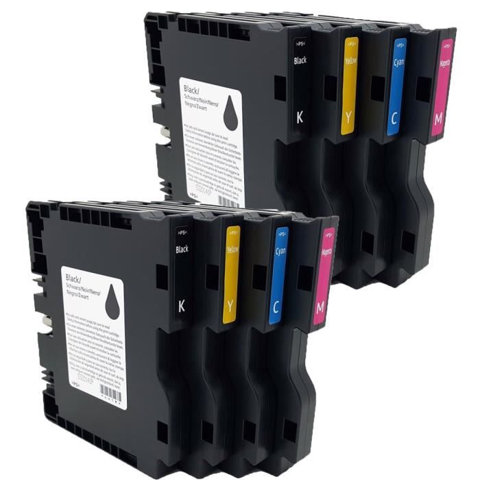 Cartouches Encre Sublimation GC-41 Compatible Ricoh - Lot 4 Couleurs (Noir, Cyan, Magenta, Jaune) - Pour Imprimantes SG Série