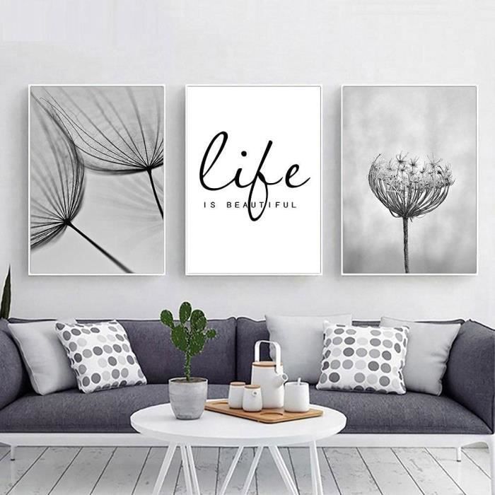 Affiche Nordique Avec Citations Et Impressions Toile Noir Et Blanc Peinture Pissenlit Amour Citation 3x30x40cm 9113 Cdiscount Maison