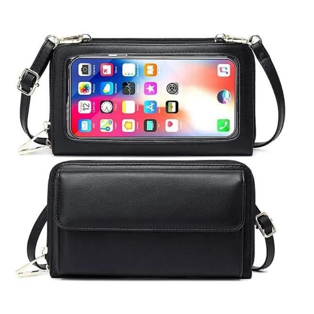 sac à bandoulière pour téléphone portable femme avec protection rfid sac à ecran tactile cuir pu pochette portefeuille porte monnaie