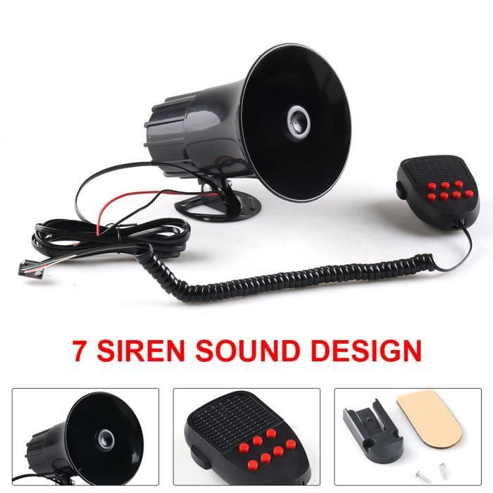Sirène à Air 12V 50W 120db, klaxon d'alarme, mégaphone pour voiture, camion, micro, haut-parleur, 7 sons, pou