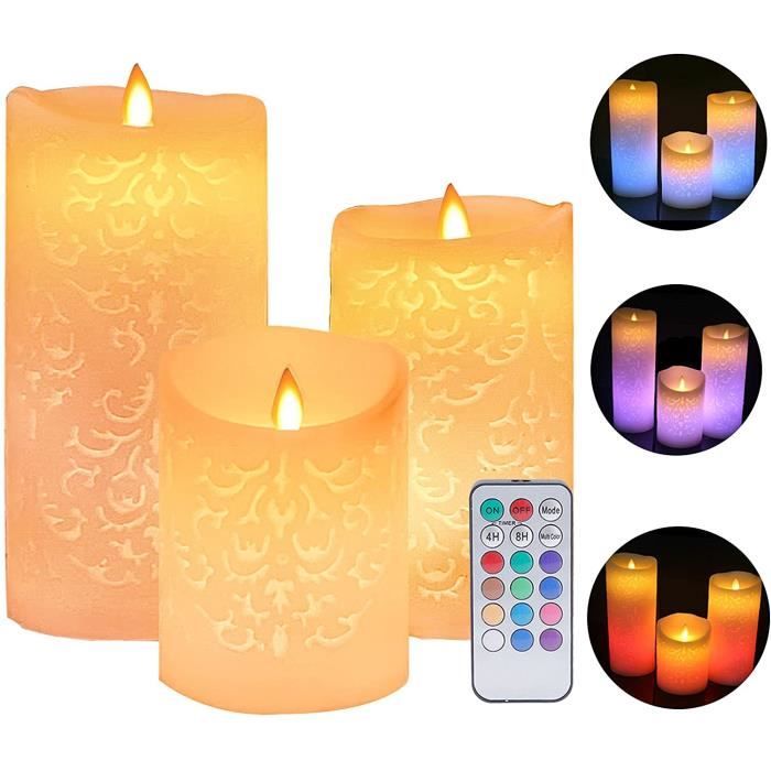 Party Noël pour Home Soirée MULEVIP Bougie LED 3 Types LED Sans Flamme Bougies,Bougies LED en Cire Véritable avec Minuterie Télécommande,Motif Creux Électronique Fausse Bougie Mariage Fêtes