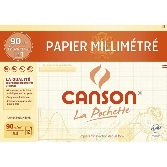 Canson - Papier calque Canson - A4 21 x 29,7 cm - 70 g/m² - pochette 12  feuilles