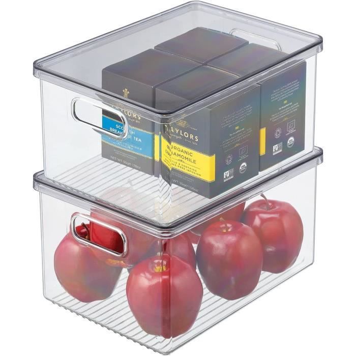 2 Boîtes En étain Magnétiques Pour Frigo - Couvercle Inclus, 10,7x7,2x3,2 Cm - Pour épices, Bonbons, Snacks