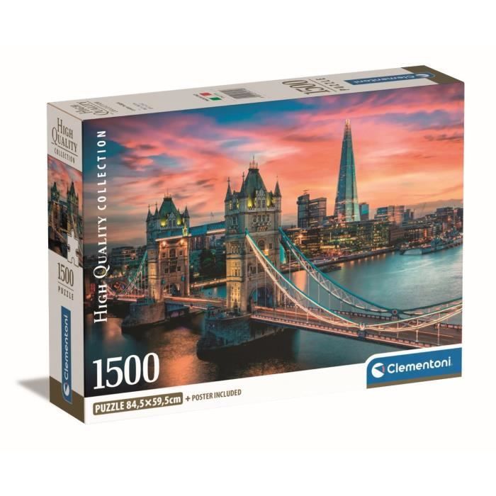 Puzzle adulte 1500 pièces - CLEMENTONI - London Twilight - Avec poster - 59 2 x 84 3 cm - 1500 pièces