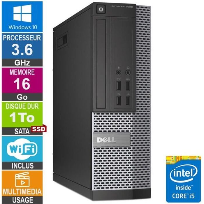 PC Dell 7020 SFF i5-4570 3.60GHz 16Go/1To SSD Wifi W10