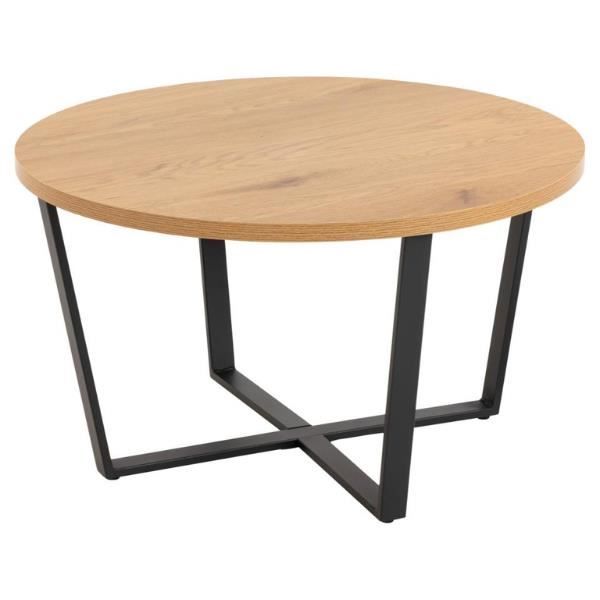 table basse amble - emob - 77 cm - marron - 44 cm - salon - rond - brun/noir