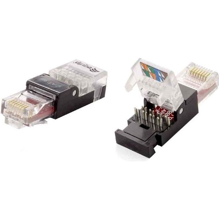 Connecteur RJ45 mâle blindé Cat.6 rapide sans outil