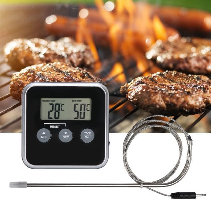 Thermomètre De Cuisson Thermomètre À Viande Numérique Sans Fil Alimentaire  Avec Minuterie Pour Four Barbecue Gril Cuisine 12258
