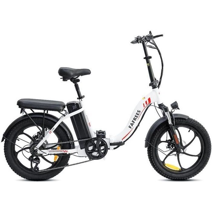 FAFREES F20 Vélo Électrique , 20 Pouces, Cadre Pliant, Vitesses à 7 Vitesses, Batterie Amovible 15AH - Blanc