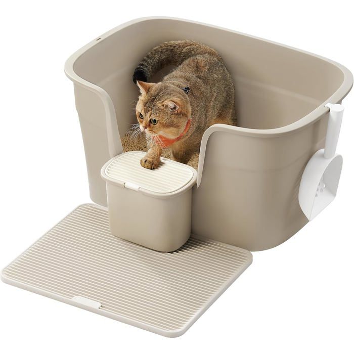 Meilleurs prix pour Bac à Litière, avec Paroi Latérale et avec Un Tapis de Litière, Pelle, pour Grand Chat, Beige Cappuccino