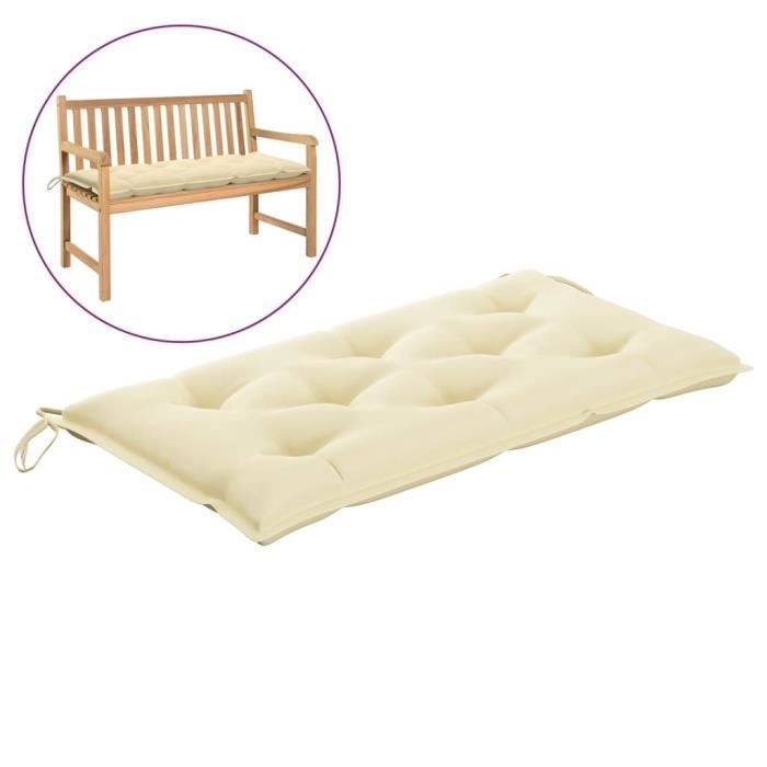 Coussins De Banc De Jardin Lot De 2 Crème Mélangé Tissu - Coussin De Banc - Coussin D'extérieur