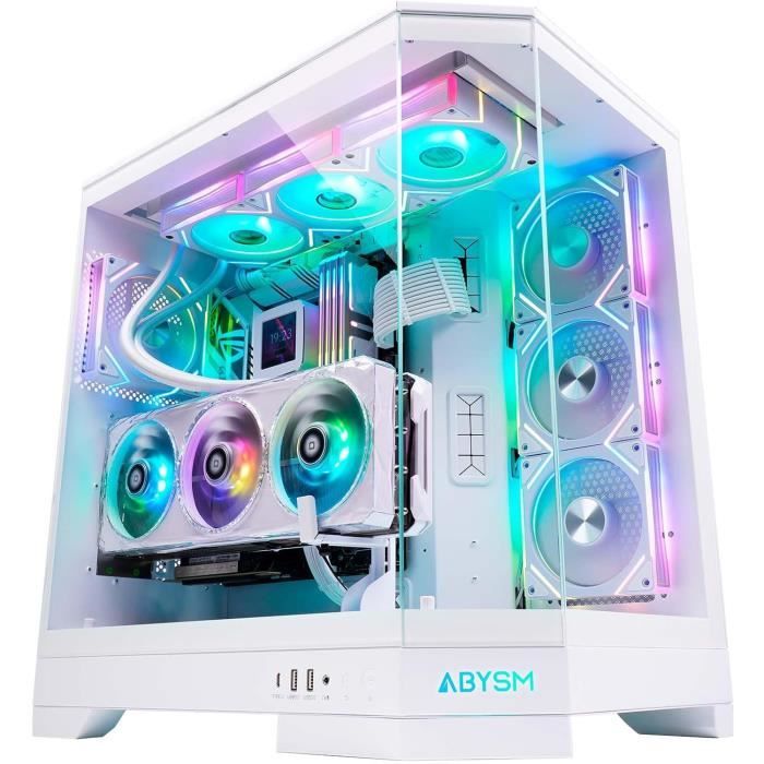 Boîtier PC Gamer – ABYSM – Danube SAVA H600 – E-ATX – 3 Panneaux Verre Trempé – 4 Ventilateurs ARGB 120mm