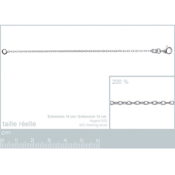 Extension 75 mm en argent 925/000 / Fermoir Mousqueton pour