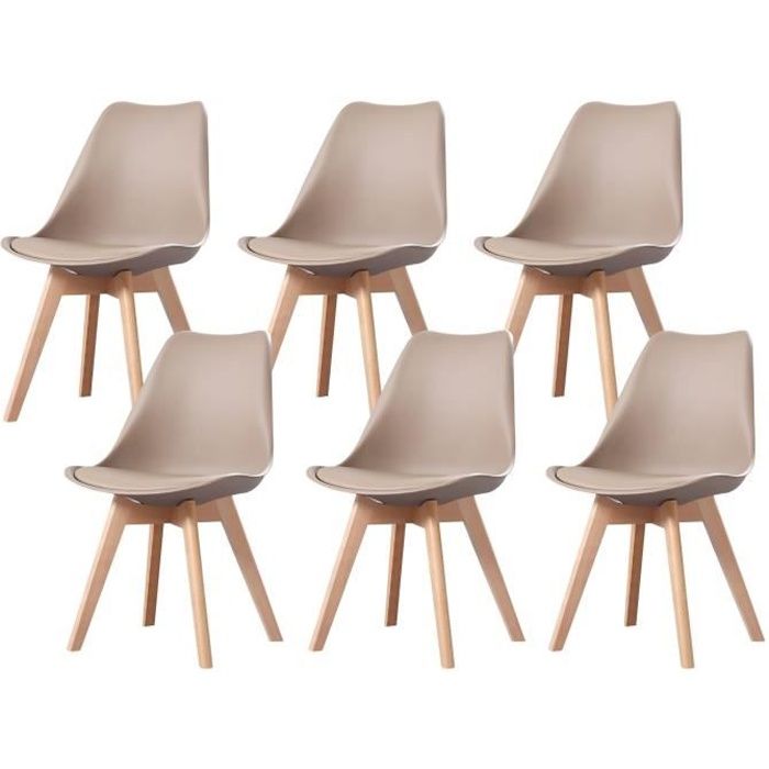 lot de 6 chaises scandinaves beige cdiscount
