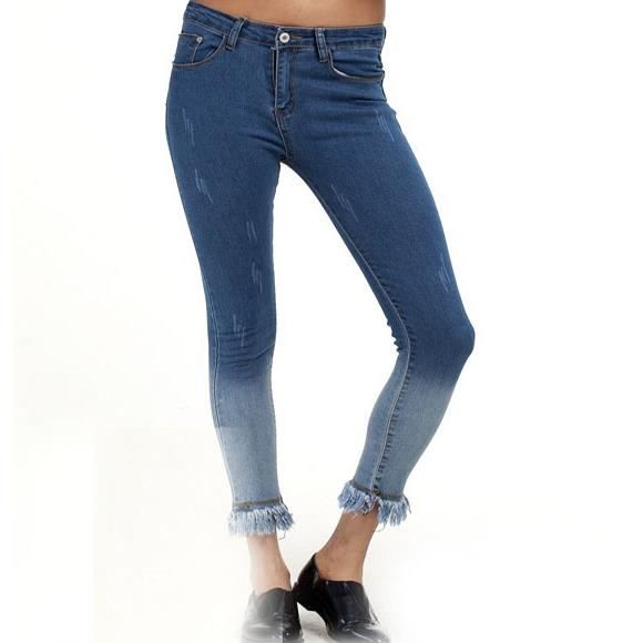 Pantalon Femme en Denim Jeans Stretch Slim Crayon au Cheville avec Frange  Sexy Collant Bleu Dégradé S-5XL Grande Taille Amincissant Bleu - Cdiscount  Prêt-à-Porter
