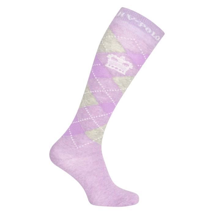 chaussettes équitation femme hv polo argyle - violet - 39/42