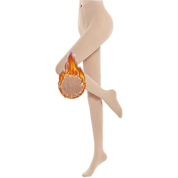 Collants Opaque pour Femmes Nude Jambes Polaire Chaud Extensible