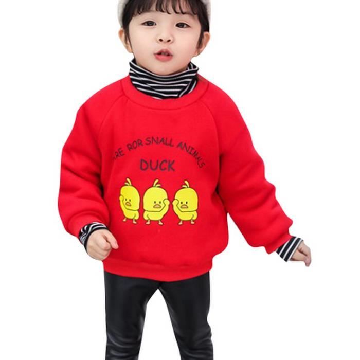 Eozy Sweat Shirts Bebe Fille Pull Enfant Fille Sous Pull A Manches Longues Avec Motif Canard Pour Printemps Automne Hiver Rouge Cdiscount Pret A Porter