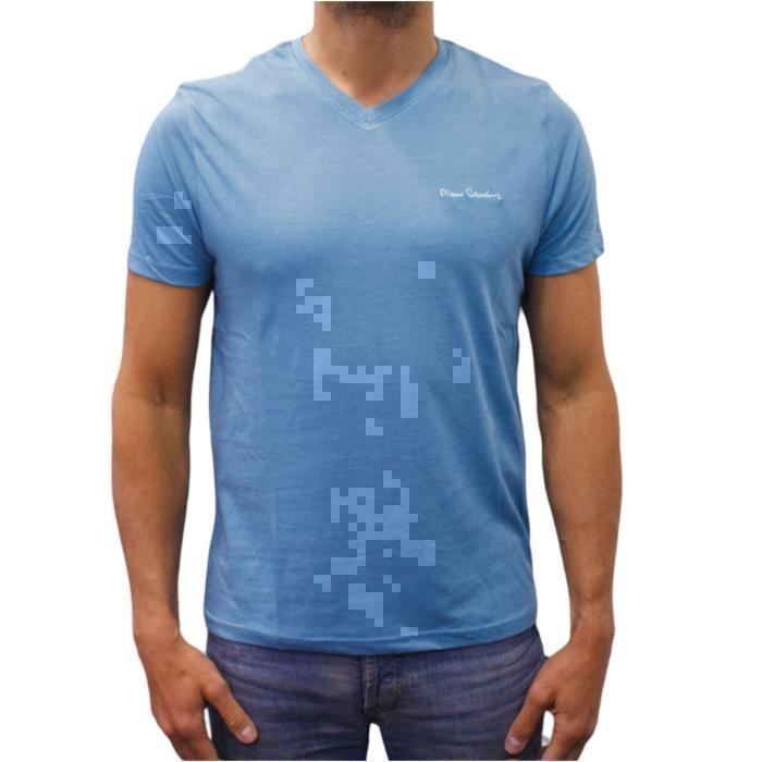 T-shirt Homme Pierre Cardin Paris - Gris Col V, Manches Courtes, Coton, Taille XXL