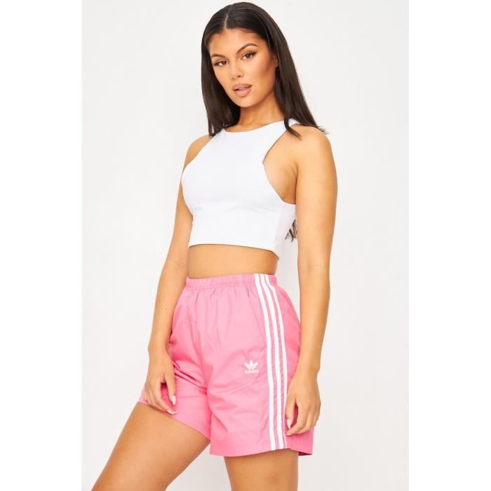 Short long 3 Stripes rose adidas Femme Large 100 polyester
