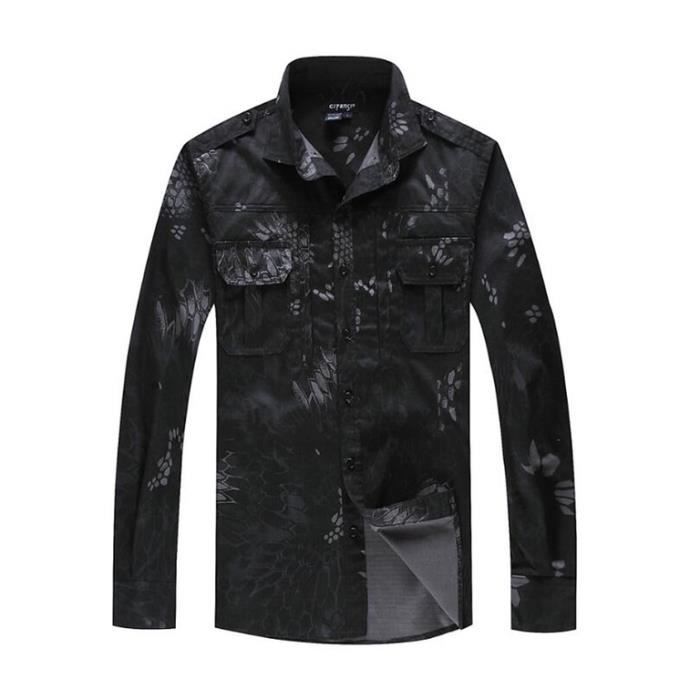 Robe Hawaienne Chemise Homme Camouflage Manches Longues Légère