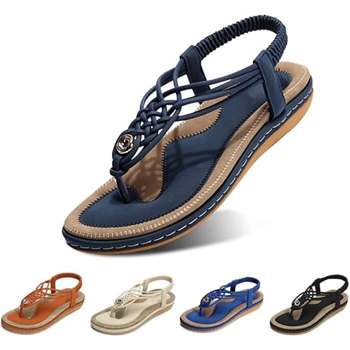 Sandales Plates Femmes MARQUE Mod le Bleu Fonc Semelle