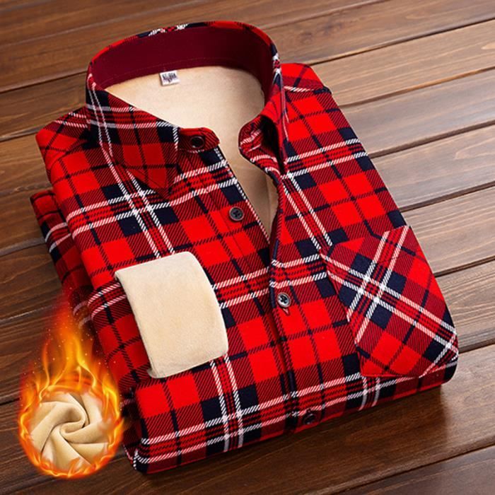 Chemise Femme Doubl e polaire Hiver Col revers Manches longues