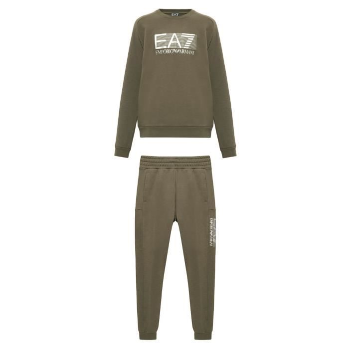 Survêtement EA7 Emporio Armani Homme - Noir, Logo Imprimé, Fermeture Éclair, Coupe Jersey