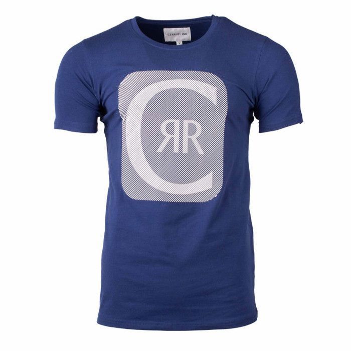 Cerruti 1881 T shirt col rond logo ray De Niro Bleu Marine Homme