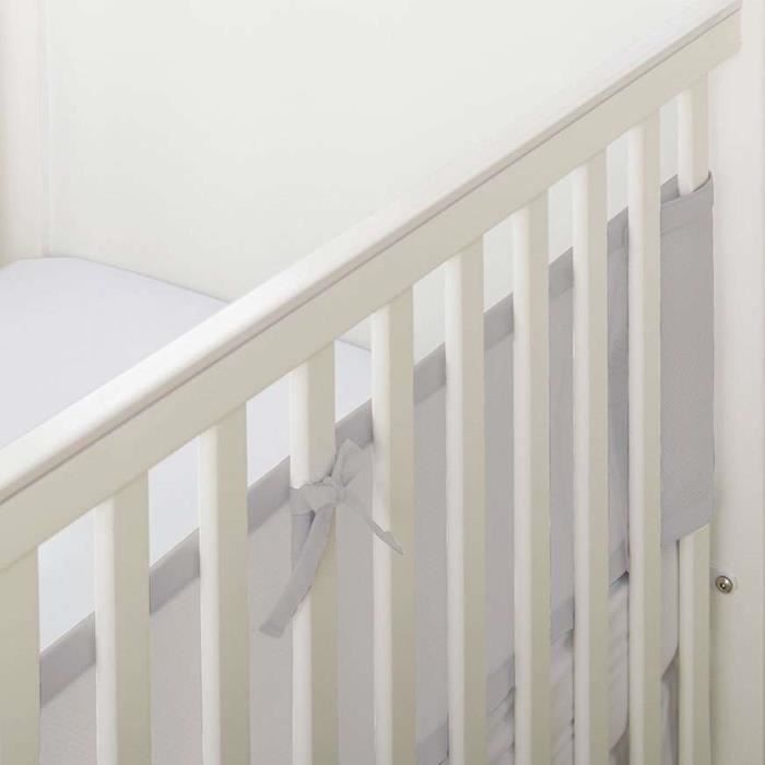Tour De Lit Respirant 2 Cotes Gris Uni Cdiscount Puericulture Eveil Bebe