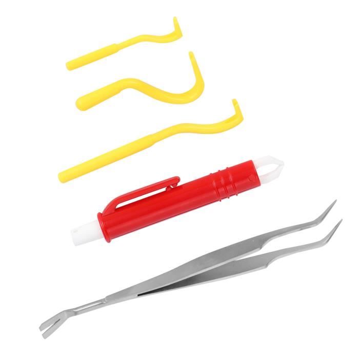 Omabeta Outil de suppression de tiques 5pcs/set Clip aux Puces animalerie brosse Pince anti-puces jaune Stylo anti-puces rouge