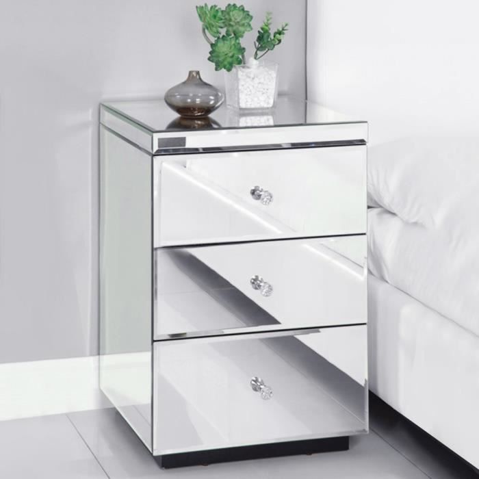 Commode Table A Nuit Meuble De Chevet Avec Miroir Achat Vente