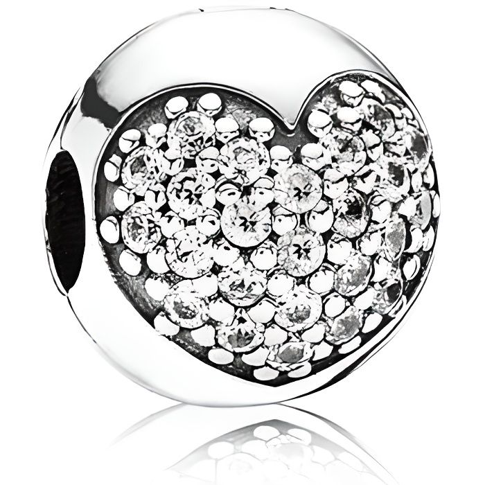 Charms argent PANDORA clip coeur pavé 791053CZ Charms argent PANDORA clip coeur pavé 791053CZ