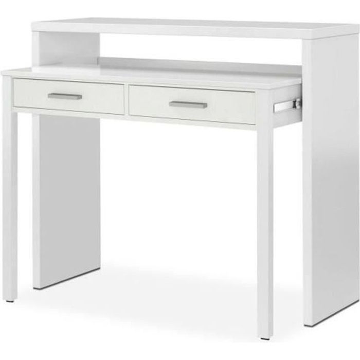 Bureau Console Extensible Blanc Achat Vente Pas Cher