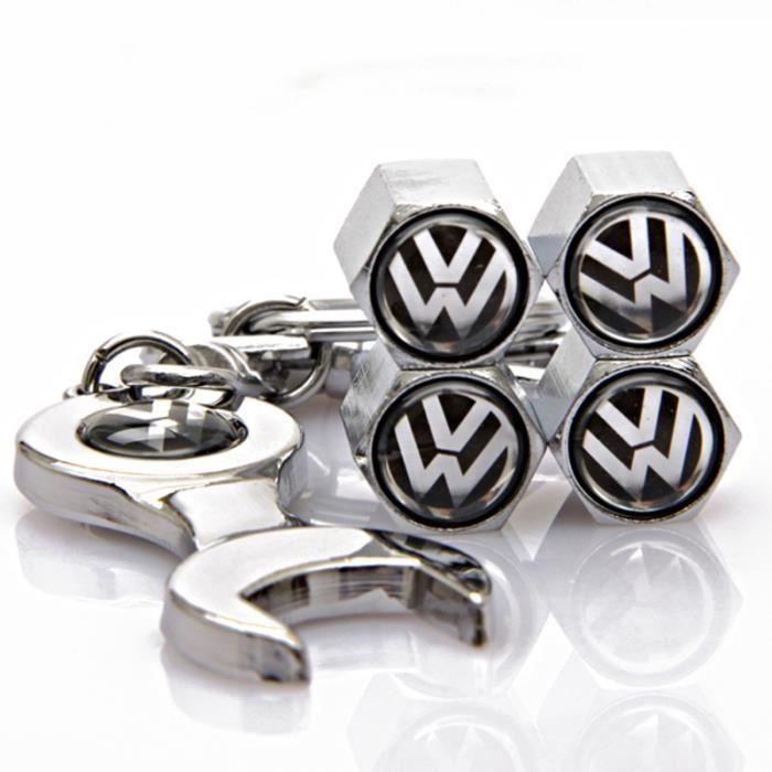 Lot de 4 bouchons de valve Volkswagen + porte clés