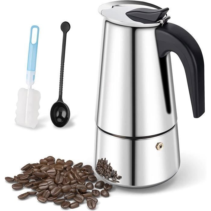 Milu Cafetière Italienne Induction 9 Tasses - Aluminium, Espresso Maker, Noir 400ml
