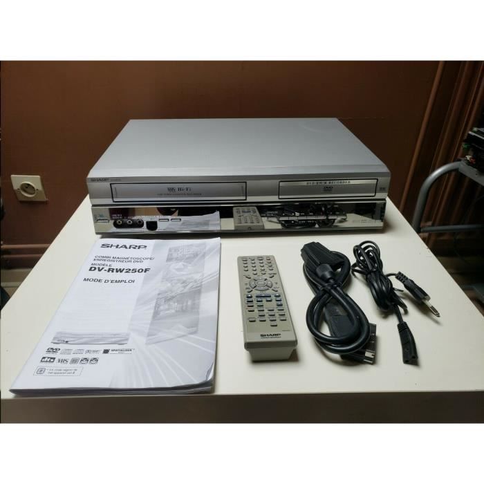 COMBI COMBINE MAGNETOSCOPE SHARP DV-RW250F GRAVEUR DVD LECTEUR ENREGISTREUR VHS CASSETTE