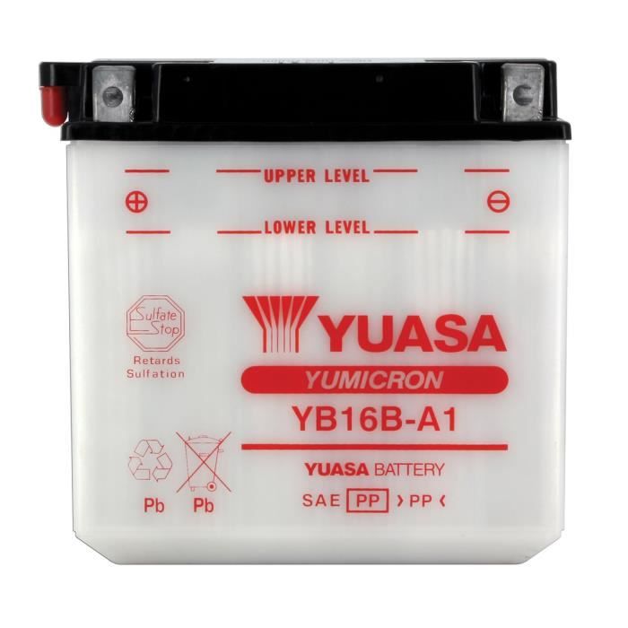 YUASA - Batterie Moto 12V Avec Entretien Sans Pack Acide Yb16Ba-1